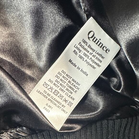 Quince Leather Bomber Jacket Black Size Large NWOT - Picture 8 of 11